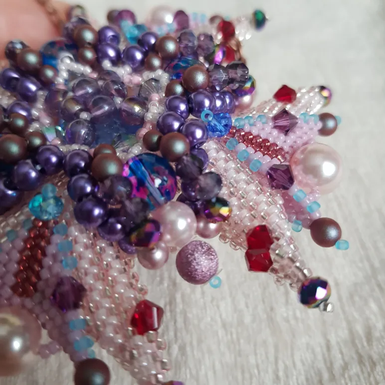 Брошь-орден-подвеска и Серьги "Жемчужная роза"