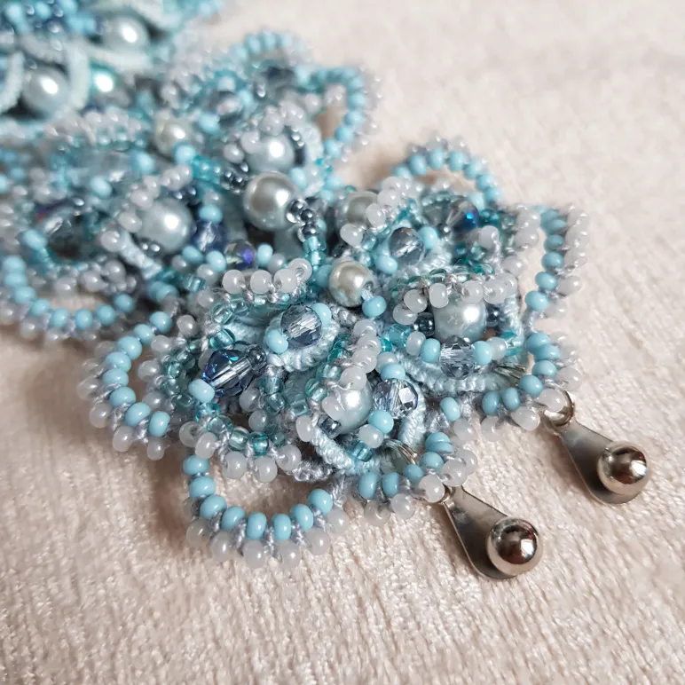 Браслет "Ларимар" фриволите