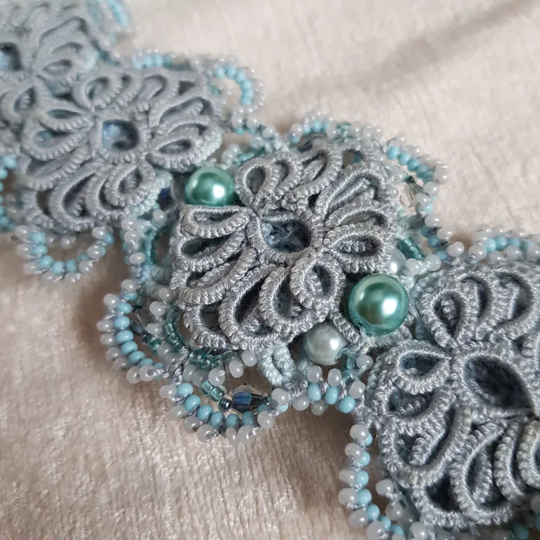 Браслет "Ларимар" фриволите