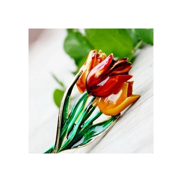 Винтажная брошь "Букет тюльпанов" MFA