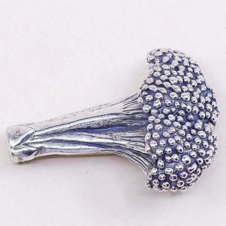 Винтажная серебряная брошь "Брокколи" от J. BREAKELL