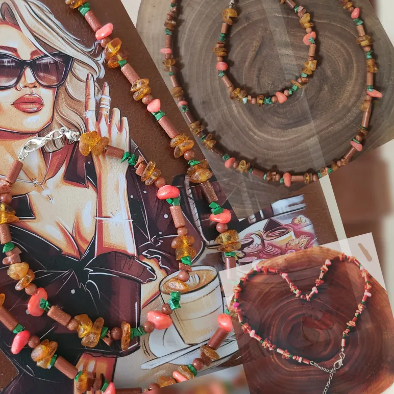 Колье и браслет из натуральных камней