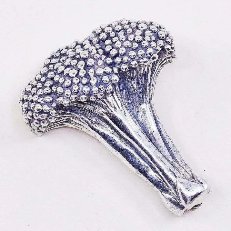 Винтажная серебряная брошь "Брокколи" от J. BREAKELL