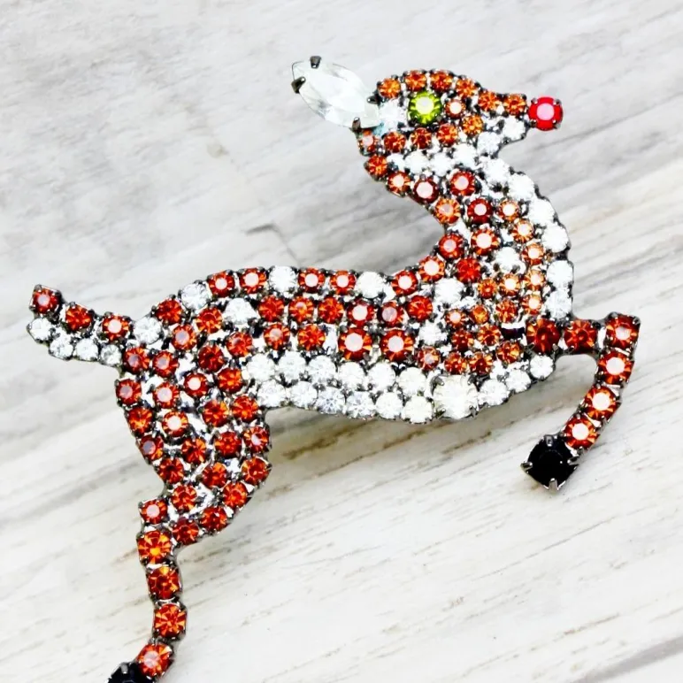 Винтажная, коллекционная брошь "Олень Рудольф" от BETTINA VON WALHOF