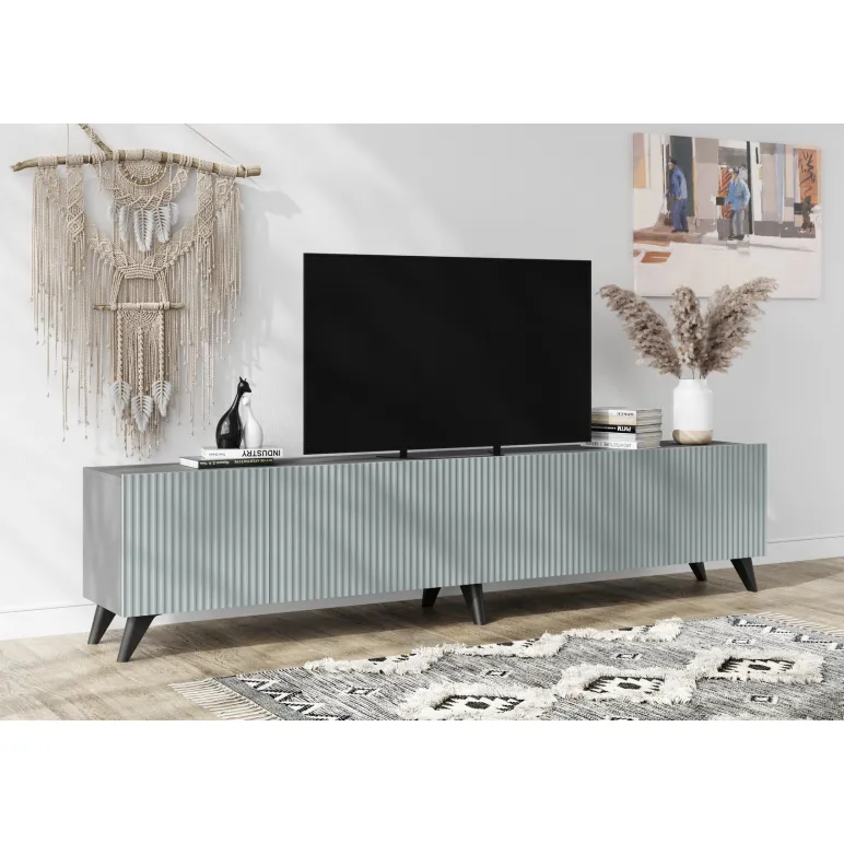 СКАНДИ Тумба под телевизор цвет Грин Грей софт