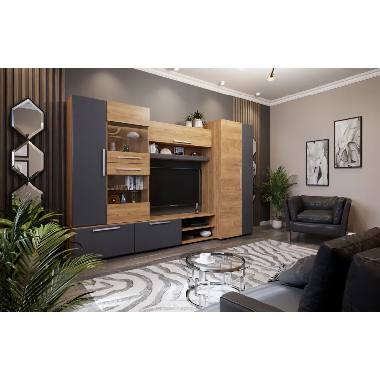 Мебель для гостиной стенка Сафари цвет Графит Софт