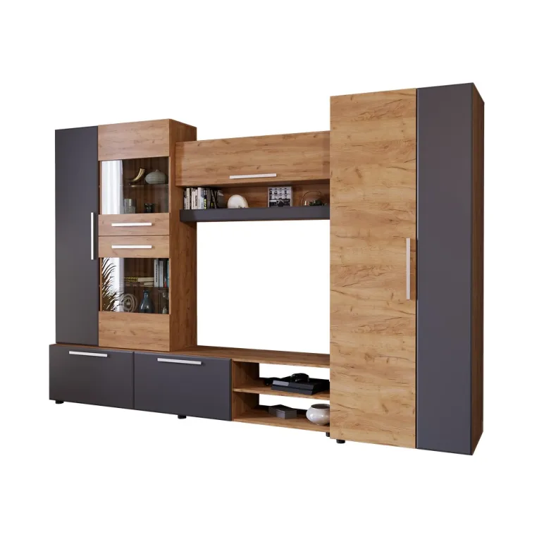 Мебель для гостиной стенка Сафари цвет Графит Софт